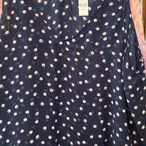 Lane Bryant Navy and White Polka Dot Blouse